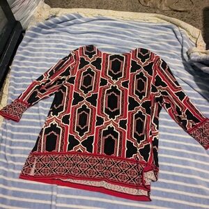 JM Collection Red black dress shirt women's